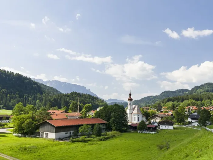 Framed Print : Church Sankt Michael. Village Sachrang in the Chiemgau in the Bavarian alps Framed Print : Church Sankt Michael. Village Sachrang in the Chiemgau in the Bavarian alps