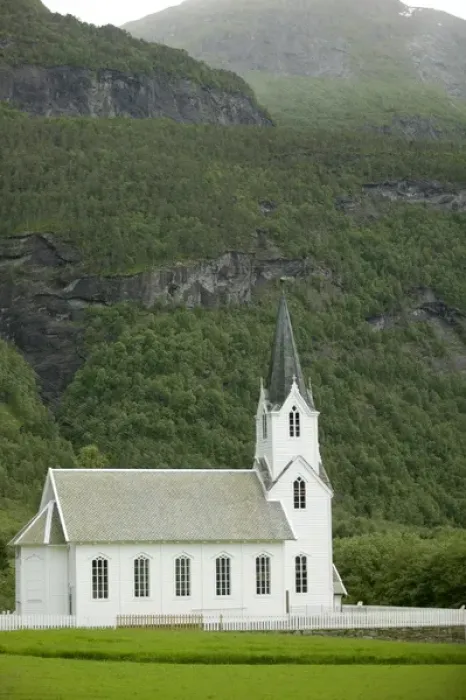 Framed Print : church, Sogne Fjord; Southern, Fjord Norway Framed Print : church, Sogne Fjord; Southern, Fjord Norway
