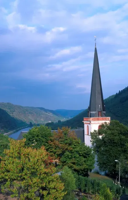 Framed Print : Church steeple along the Mosel River valley near Kloten Germany Framed Print : Church steeple along the Mosel River valley near Kloten Germany