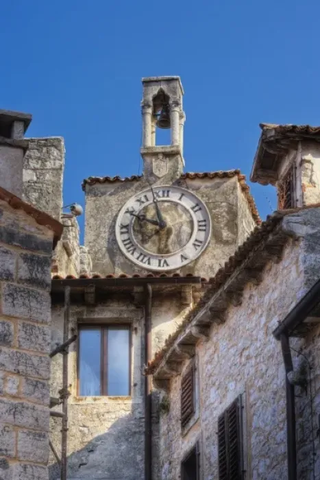 Framed Print : Church tower with clock, Bale, Croatia