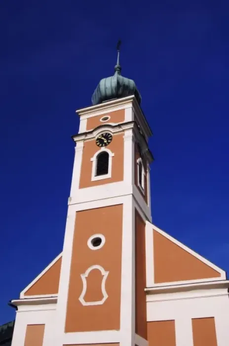 Framed Print : Church tower in Illmitz city, Illmitz, National Park Lake Neusiedl, Burgenland, Austria Framed Print : Church tower in Illmitz city, Illmitz, National Park Lake Neusiedl, Burgenland, Austria