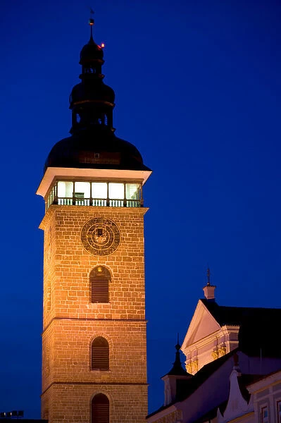 church tower by night, Czech Republic, Ceske Budejovice