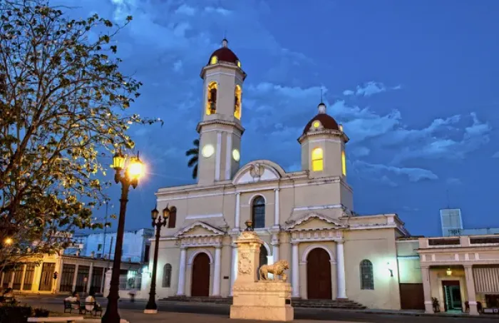 Framed Print : Cienfuegos Cuba Immaculate Conception Cathedral church at night exposure