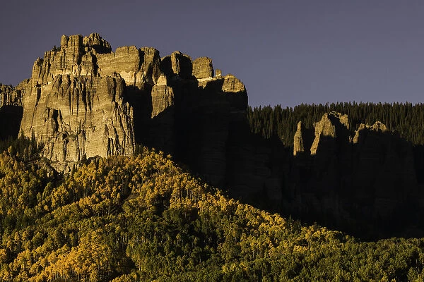 Cimarron range at sunset in autumn, San Juan Mountains, eastern Ouray County, Colorado