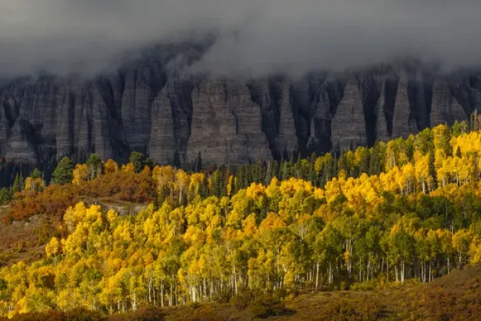 Framed Print : Cimarron range at sunset in autumn, San Juan Mountains, eastern Ouray County, Colorado