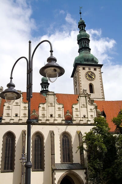 City Center of Tabor with church called Lords Transfiguration Church 1662 in Czech