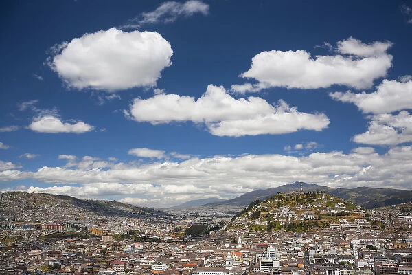 The city of Quito, Ecuador with El Panecillo (hill on the right)