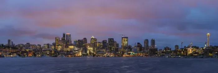 Framed Print : City skyline from Gasworks Park and Lake Union in Seattle, Washington, USA