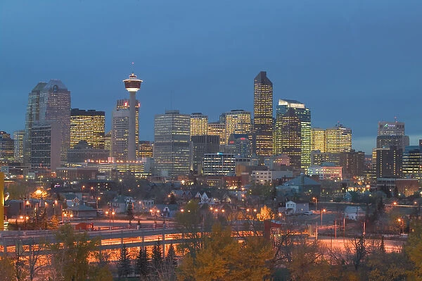 02. Canada, Alberta, Calgary: City Skyline from Ramsay Area  /  Evening