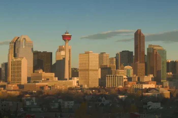 Framed Print : 02. Canada, Alberta, Calgary: City Skyline from Ramsay Area  /  Morning