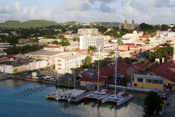 Framed Print : The city of St. Johns, capital of Antigua in the British Leeward Islands Framed Print : The city of St. Johns, capital of Antigua in the British Leeward Islands