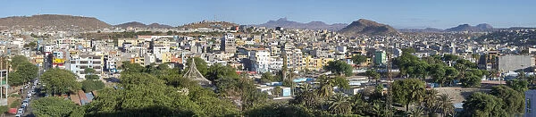 City view from Plato towards the western quarters. The capital Praia on the Ilha de