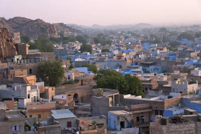 Framed Print : Cityscape of blue houses in the Blue City, Jodphur, Rajasthan, India