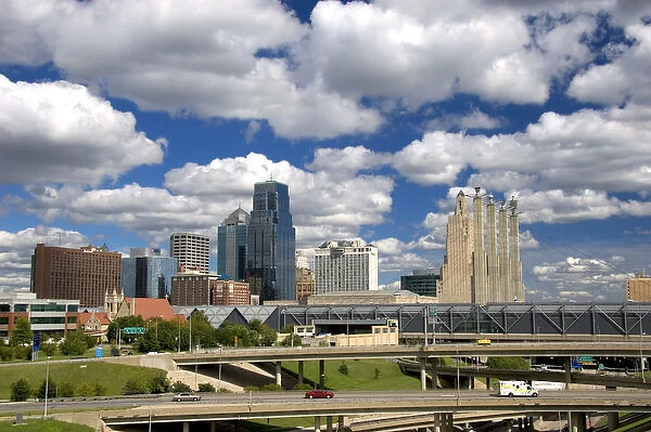 The cityscape and I-35 interchange of Kansas City, Missouri