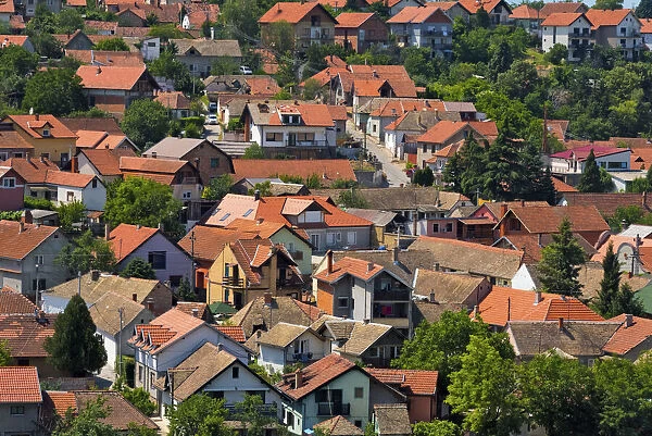 Cityscape of red roof houses, Sremski Karlovci, Serbia