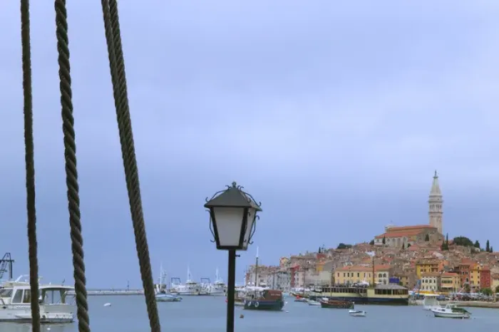 Framed Print : Cityscape of Rovinj dominated by Cathedral of St Euphemia by Adriatic Sea, Istria Framed Print : Cityscape of Rovinj dominated by Cathedral of St Euphemia by Adriatic Sea, Istria