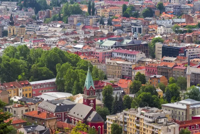Framed Print : Cityscape of Sarajevo, Bosnia Framed Print : Cityscape of Sarajevo, Bosnia
