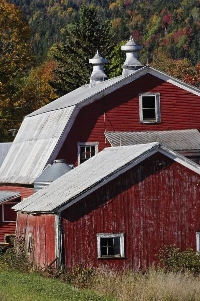 Classic rural barn and road, White Mountain National Forest, New Hampshire