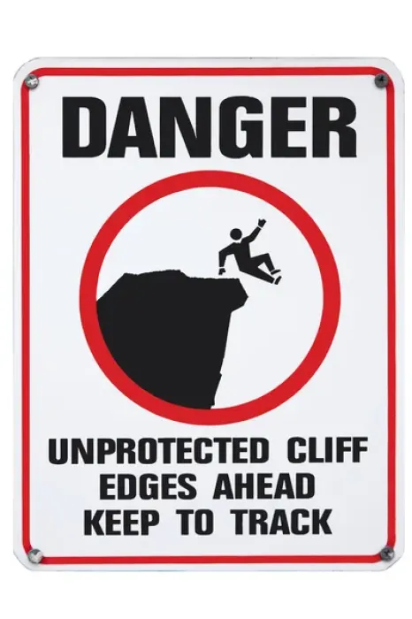 Framed Print : Cliff Warning Sign, Australia