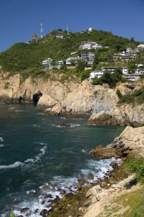 Framed Print : Cliffside housing along the bay at Acapulco, Guerrero, Mexico