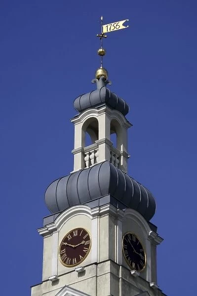 The clock tower of the Town Hall in Town Hall Square. Riga. Latvia