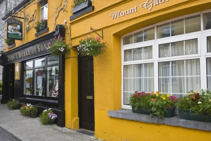 Framed Print : Clonbur, Ireland. John Burkes, a well-known restaurant and other shops lines Framed Print : Clonbur, Ireland. John Burkes, a well-known restaurant and other shops lines