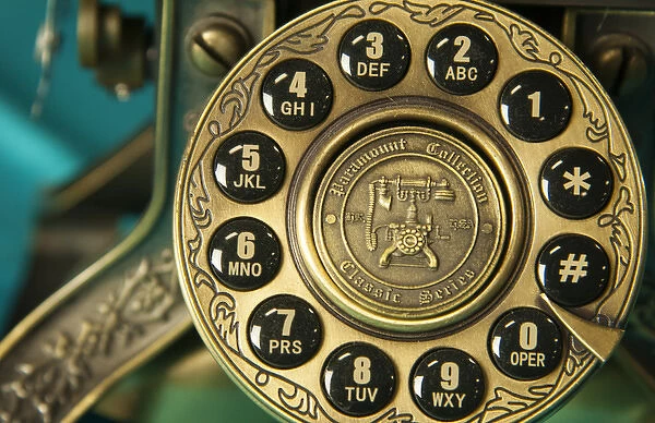 Close up absract of an old fashioned push-button home telephone
