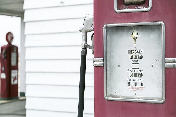 Close up of antique gas pump, Dwight, Illinois, USA. Route 66