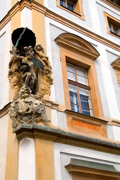 Detail close up of beautiful building of tourist city of Prague in Czech Republic