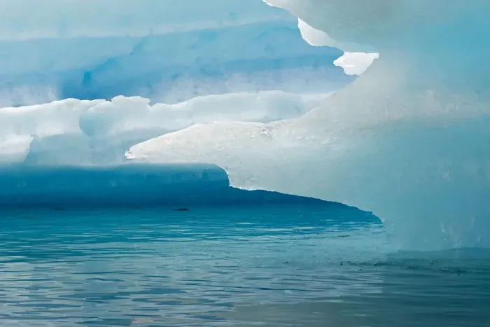 Framed Print : Close up of blue ice in the fjord of Narsarsuaq, Greenland