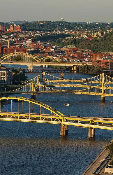 Close up of bridges in Pittsburgh Pennsylvania and called the City of Bridges in PA