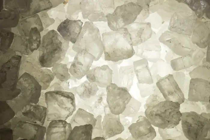 Framed Print : Close up of a pile of Rock salt, York, Maine, USA