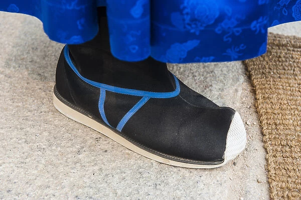 Close up of the shoe of a Guard at the Ceremonial changing of the guard, Gyeongbokgung palace