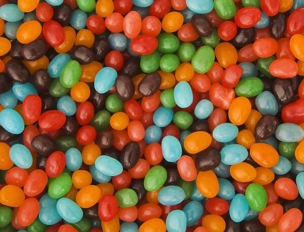 Close-up of colorful assortment of jelly bean candy