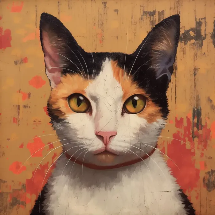Framed Print : Close-up graphic of calico cat. (AI Generated) Framed Print : Close-up graphic of calico cat. (AI Generated)