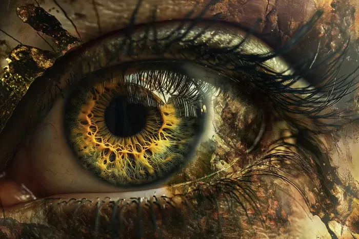 Framed Print : Close-up of human eye. (AI Generated)