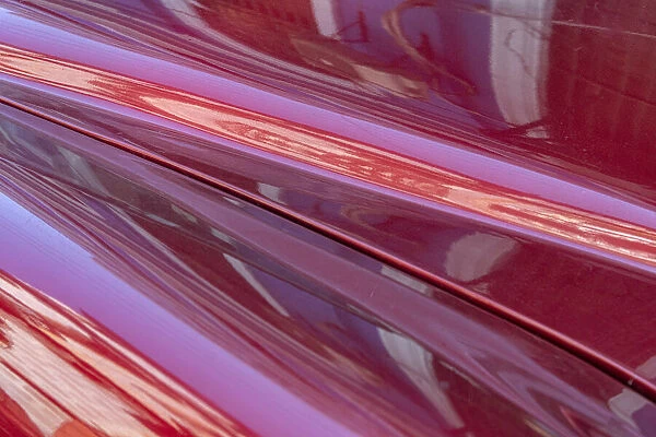 Close-up of reflections in a classic red American car in Vieja, old Habana, Havana, Cuba