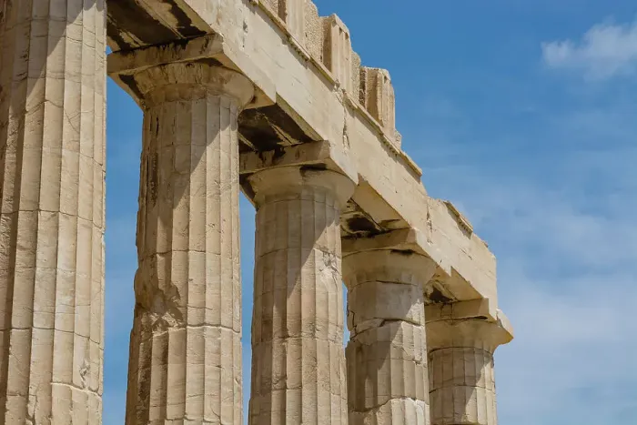 Framed Print : Close-up of the remaining columns and ruins at the Parthenon, Acropolis. The Parthenon, Athens, Greece Framed Print : Close-up of the remaining columns and ruins at the Parthenon, Acropolis. The Parthenon, Athens, Greece