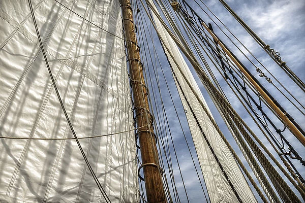Close-up of sails and mast during the Tall Ships Festival at Navy Pier. Chicago
