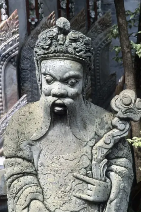 Framed Print : Close-up of stone statue graphic in Grand Palace in Bangkok Thailand Framed Print : Close-up of stone statue graphic in Grand Palace in Bangkok Thailand