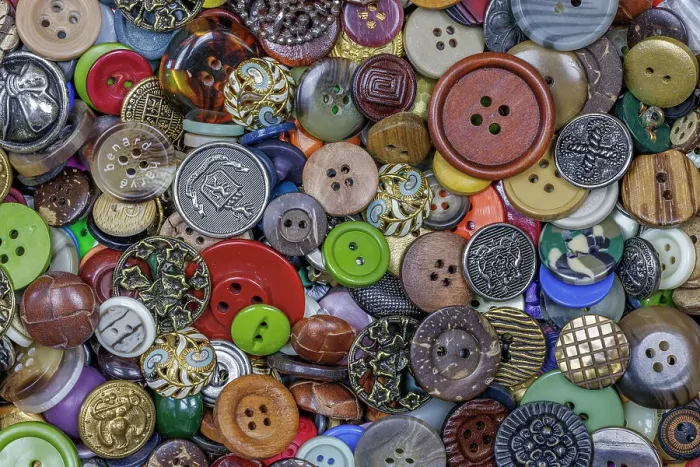 Framed Print : Close-up of variety of buttons Framed Print : Close-up of variety of buttons