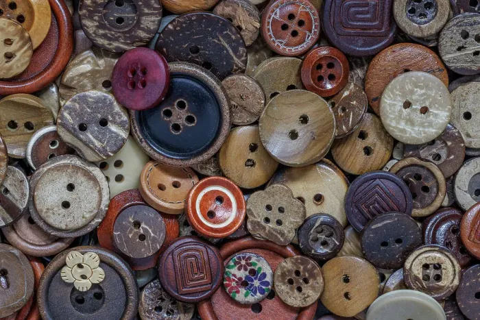 Framed Print : Close-up of variety of buttons