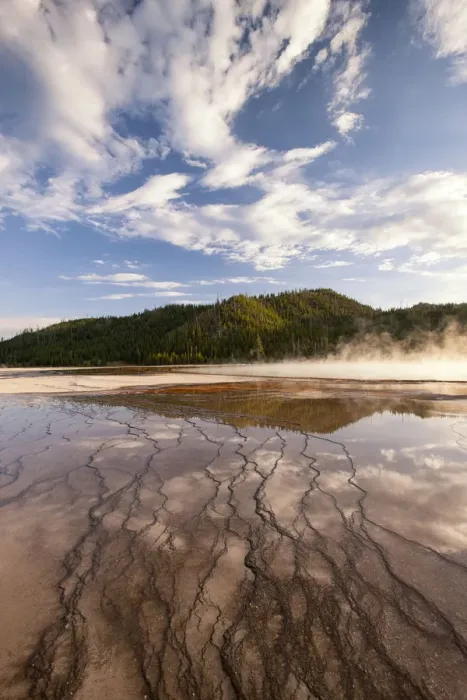 Framed Print : Cloud reflections over chemical Sediments. Yellowstone National Park. Wyoming Framed Print : Cloud reflections over chemical Sediments. Yellowstone National Park. Wyoming