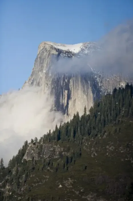 Framed Print : Clouds and fog gather around Half Dome - Yosemite National Park, California Framed Print : Clouds and fog gather around Half Dome - Yosemite National Park, California