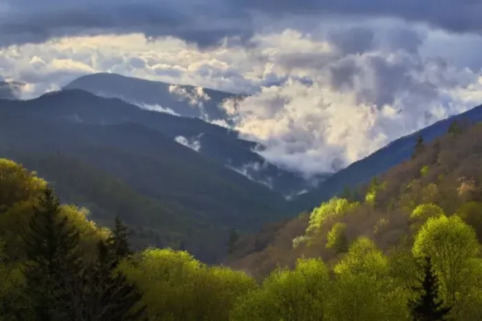 Framed Print : Clouds in Oconaluftee Valley at sunrise, Great Smoky Mountains National Park, North Framed Print : Clouds in Oconaluftee Valley at sunrise, Great Smoky Mountains National Park, North