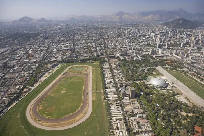 Framed Print : Club Hipico (Santiago Racetrack), and Parque O Higgins (right), Santiago, Chile