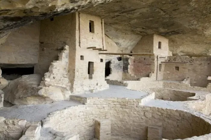 Framed Print : CO, Colorado, Mesa Verde National Park, home of Ancestral Pueblo people, cliff dwellings