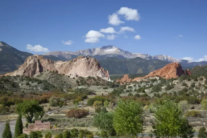 Framed Print : CO, Colorado Springs, Garden of the Gods with Pikes Peak, South Gateway Rock and Gray Rock Framed Print : CO, Colorado Springs, Garden of the Gods with Pikes Peak, South Gateway Rock and Gray Rock