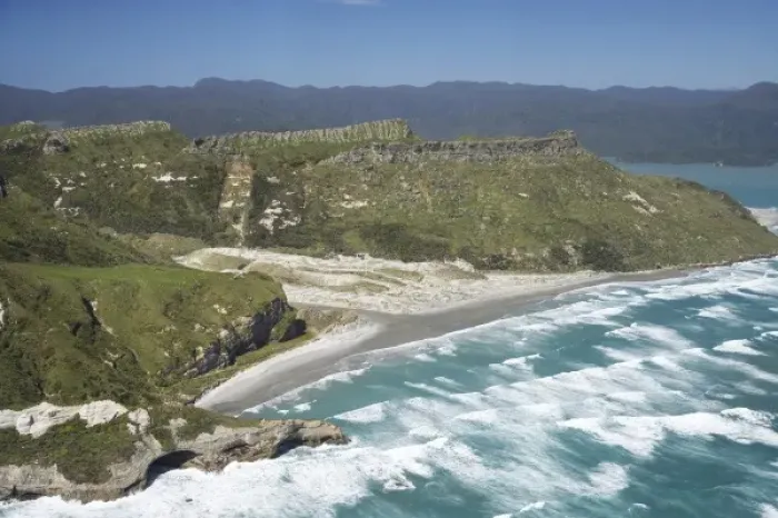 Framed Print : Coast south of Cape Farewell and Whanganui Inlet (right), NW Nelson Region, South Island Framed Print : Coast south of Cape Farewell and Whanganui Inlet (right), NW Nelson Region, South Island