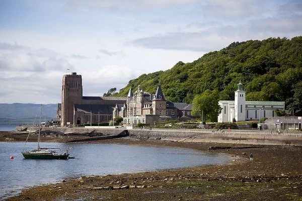 Coastal view with historic buildings, Oban, Argyll and Bute Council Area, Scotland, UK